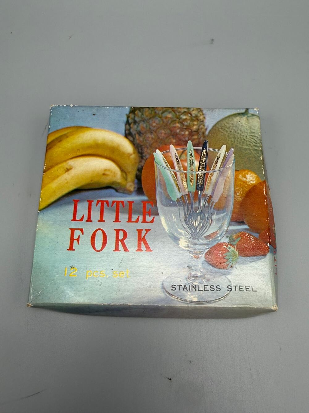 Vintage Japan 12 Pc Stainless Steel Cocktail Seafood Pick Fork Set w/ Box